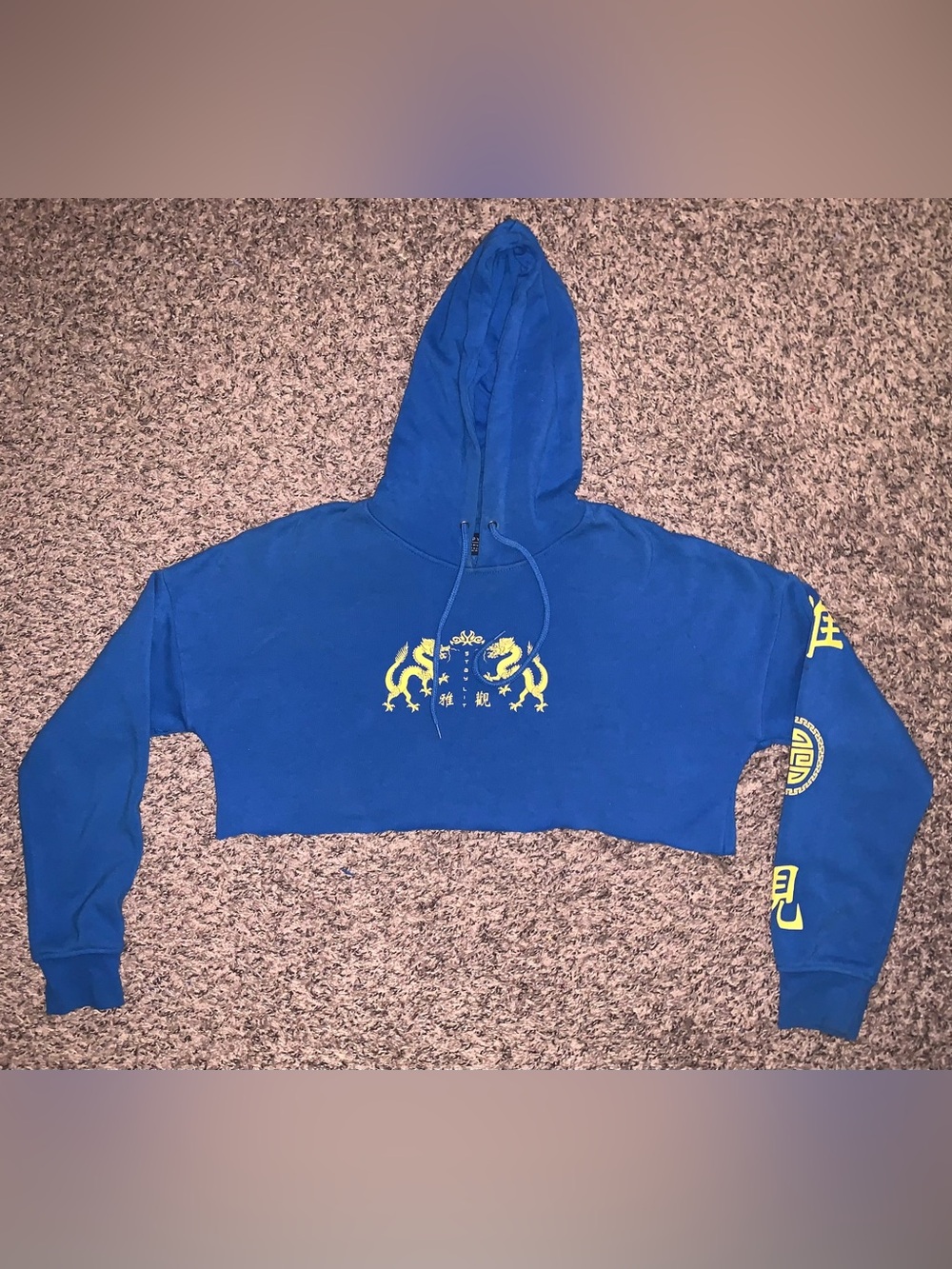 Zumiez Royal Blue Cropped Hoodie with Yellow Graphics